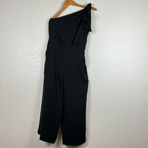 J‎ Crew Womens Jumpsuit 0P Black One Shoulder Asymmetrical Contemporary Work - Picture 1 of 7